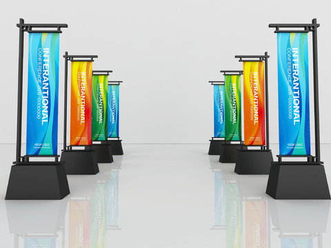  道旗 旗帜 注水道旗3d模型 