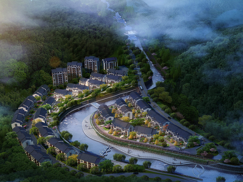  现代住宅楼鸟瞰psd 