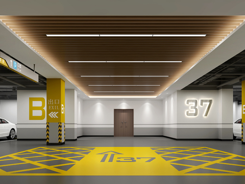  现代地下车库单元入口3d模型 