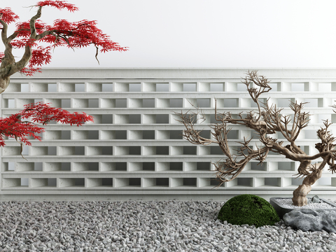  现代庭院枯树小品3d模型 
