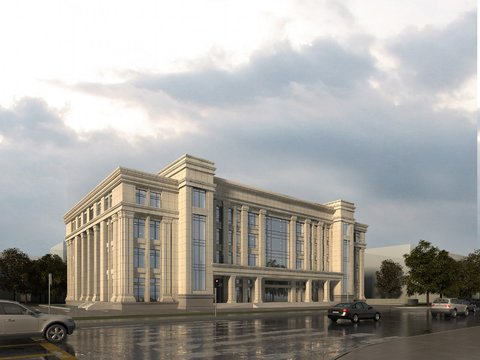 简欧办公楼建筑外观3d模型