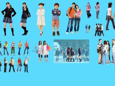  现代休闲学生人物psd 