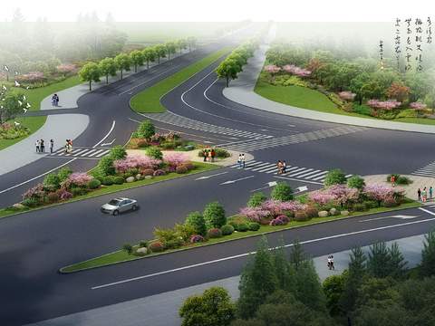  现代公路景观鸟瞰psd 