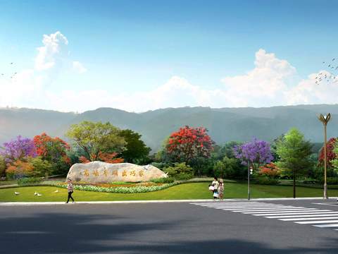  现代公园道路桥梁psd 