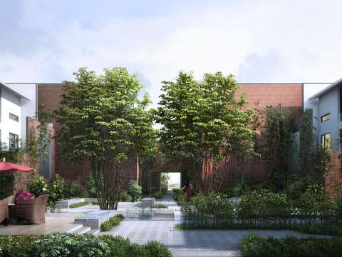  现代小区园林景观psd 