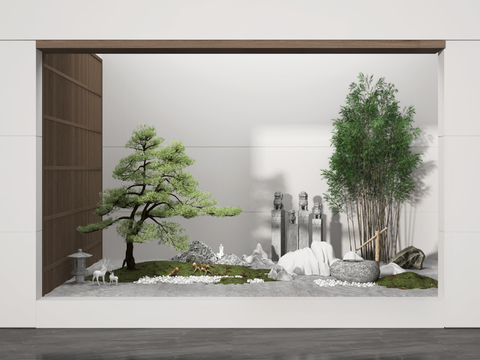  新中式 庭院小品3d模型 