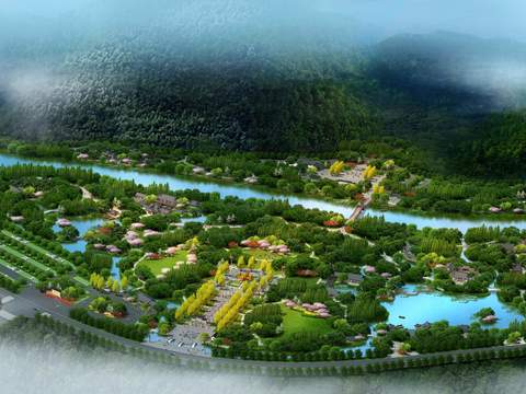  现代滨河公园景观psd 