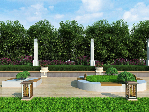  现代公园景观3d模型 