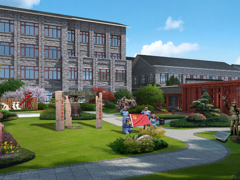  现代历史革命博物馆外观psd 