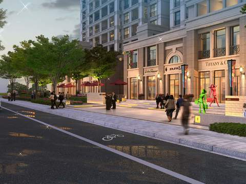  现代商业街步行街景观psd 