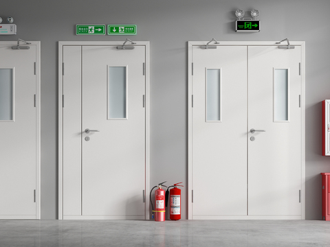  现代消防门消防栓3d模型 