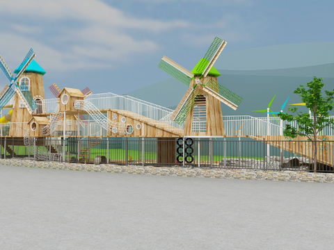  游乐器械 滑梯 风车小屋3d模型 
