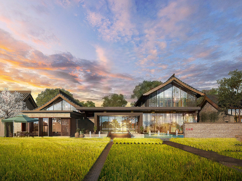  度假小镇乡村 住宅乡村3d模型 