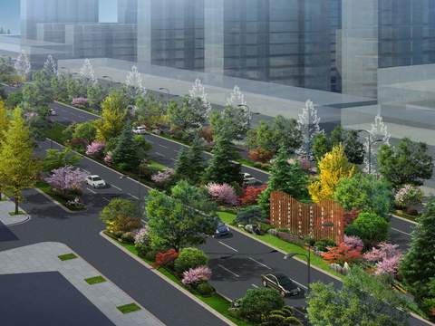  现代道路桥梁景观psd 