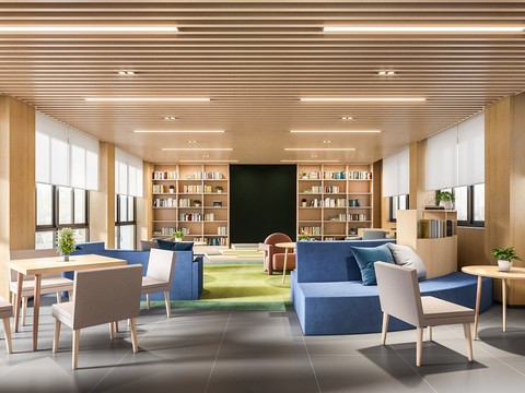  现代书吧阅览室3d模型 
