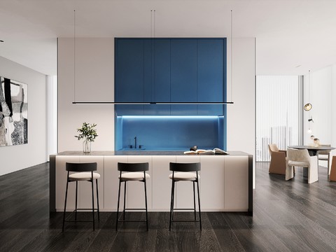  现代水吧区 茶水间3d模型 