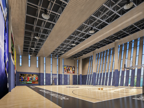  篮球场 体育馆3d模型 