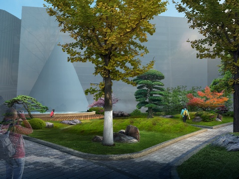  现代公园园林绿植植物psd 