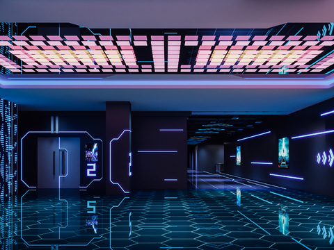  电影院走廊 影城3d模型 