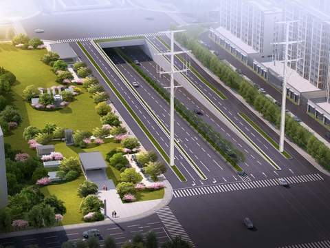  城市道路 隧道 公路psd 