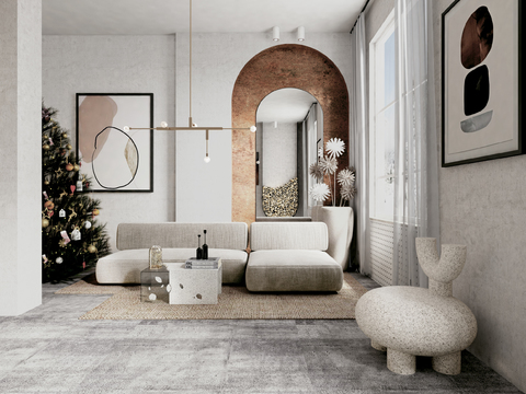  现代公寓客厅3d模型 