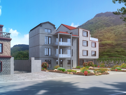  新中式别墅 自建房psd 