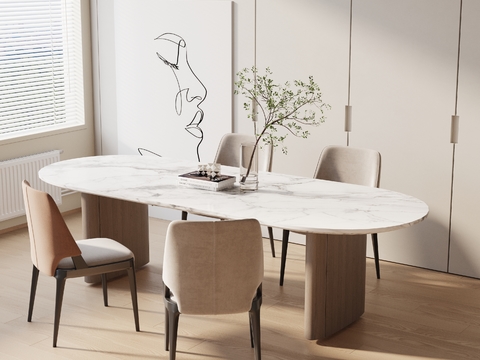 大理石餐桌椅3d模型