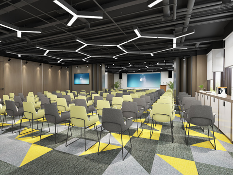  现代多媒体培训教室3d模型 