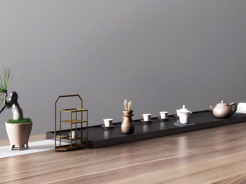  新中式茶具摆件3d模型 