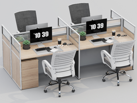  卡位办公桌 工位 员工办公桌3d模型 