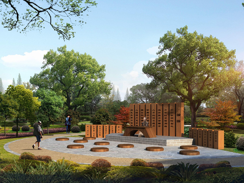  现代诗人公园构件外观psd 