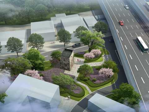  口袋公园 街角公园景观psd 