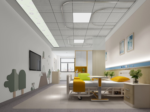  现代医院儿童病房3d模型 