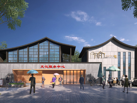  文化服务中心3d模型 