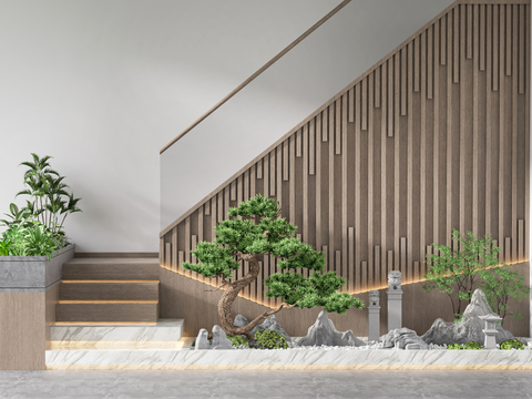  新中式景观小品3d模型 