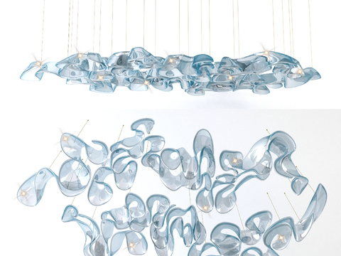  现代艺术吊灯3d模型下载 抽象设计玻璃灯具 嵌入式灯光装饰灯 优雅高端室内装饰 