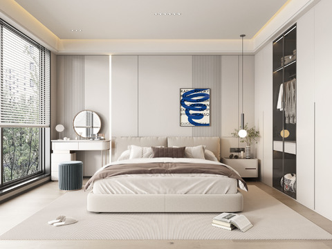 奶油风卧室 主卧 主人房3d模型