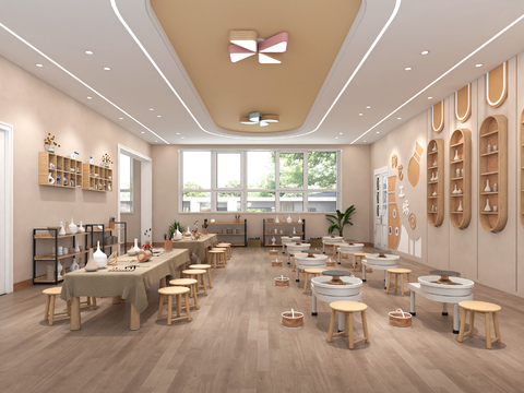  陶艺工坊 陶艺教室3d模型 