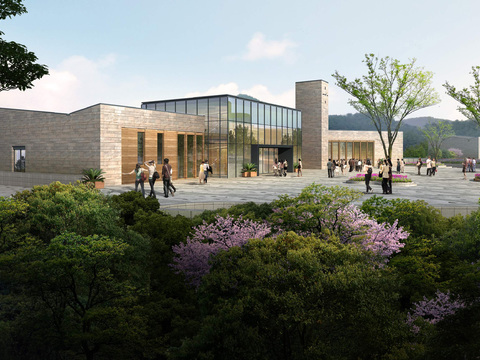  现代博物馆外观psd 