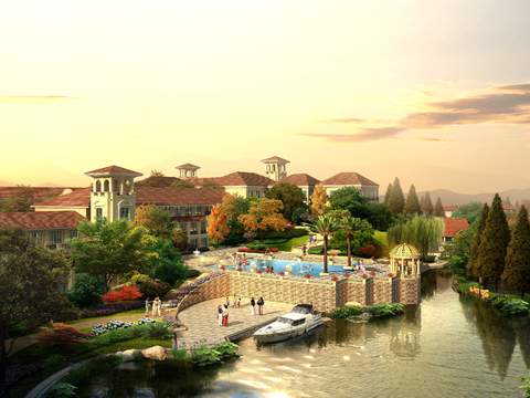  现代公园亲子游泳池鸟瞰psd 