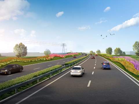  绿化景观 公路景观psd 