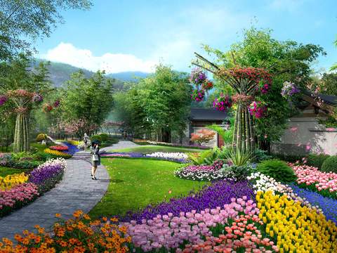  现代花海公园景观PSD 