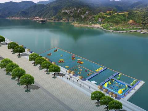  现代海上游泳池鸟瞰psd 