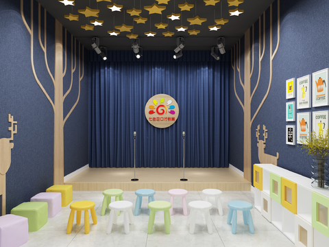  现代儿童口才教室3d模型 