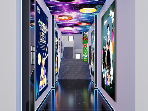  台球厅走廊3d模型 