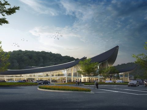  现代售楼处外观psd 