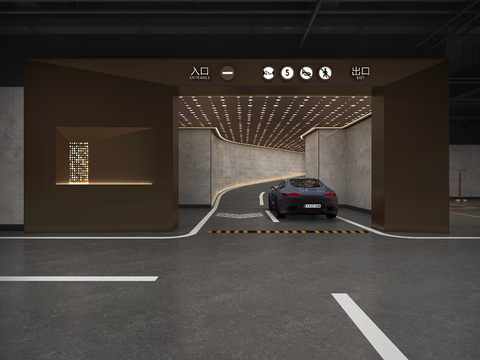  车库出入口 停车场3d模型 