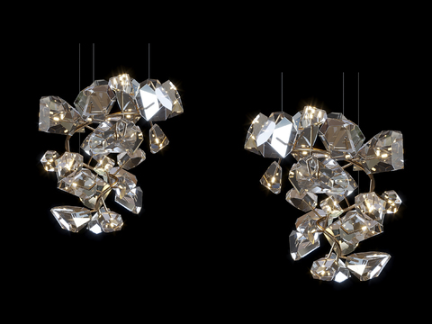  现代艺术奢华水晶吊灯3d模型下载 客厅大厅装饰吊灯 优雅灯光设计 