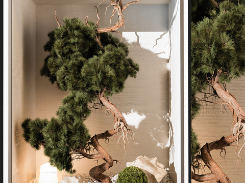  新中式景观绿植 松树造景3d模型 