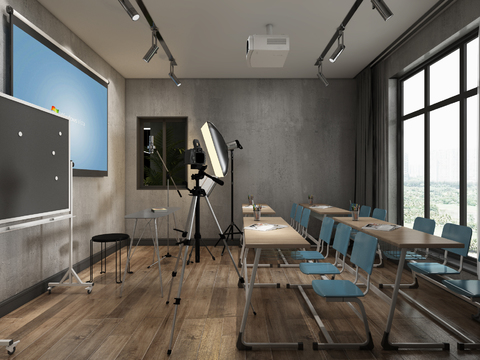  工业风艺术培训机构3d模型 